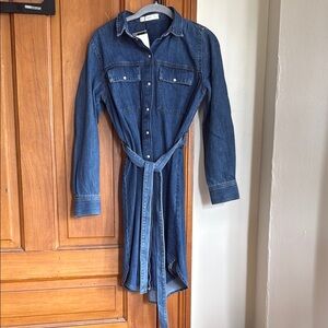 Mango MNG Denim Shirt Dress with Belt